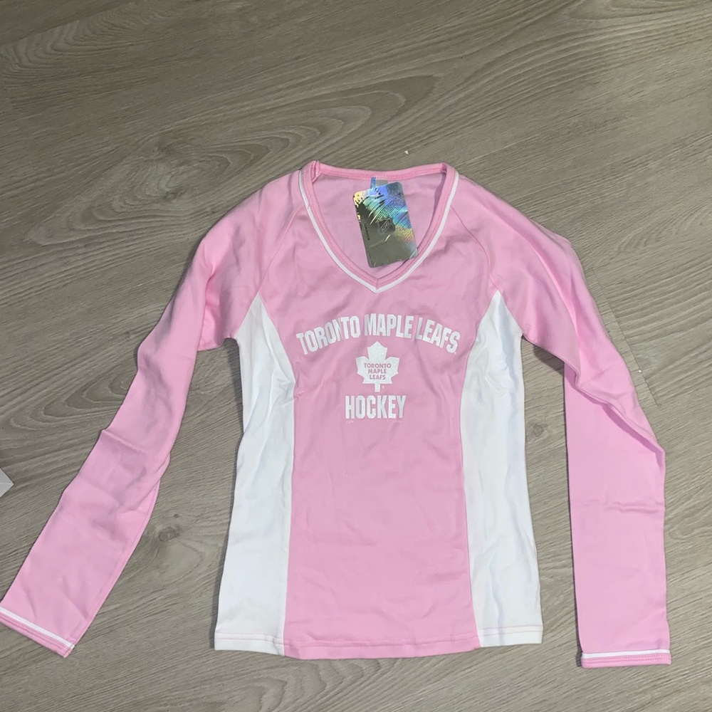 Toronto Maple Leafs Pink and White Long Sleeve Tee